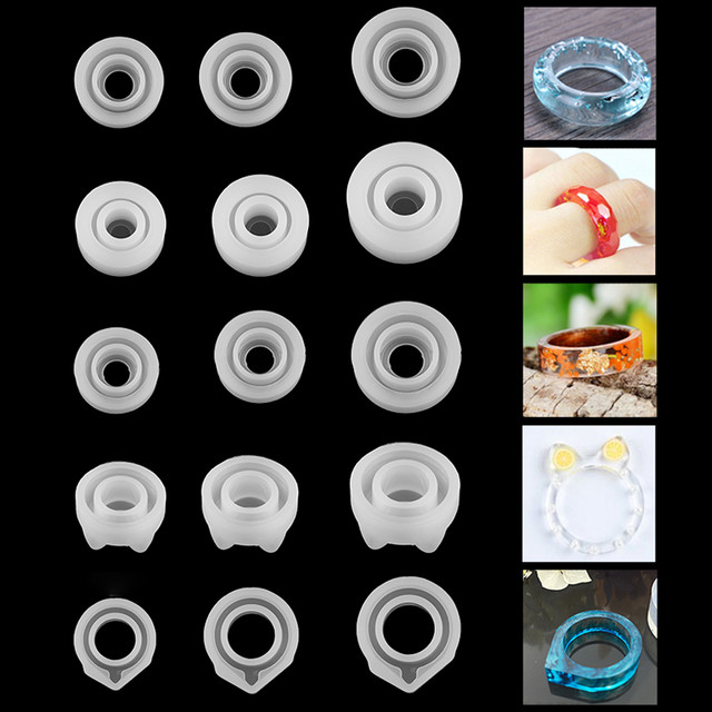 1Pc Resin Ring 5 Shapes Silicone Mold Jewelry Cat Diamond Flat